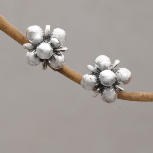 Jasmine Shine Sterling Silver Jasmine Flowers Stud Earrings from Bali