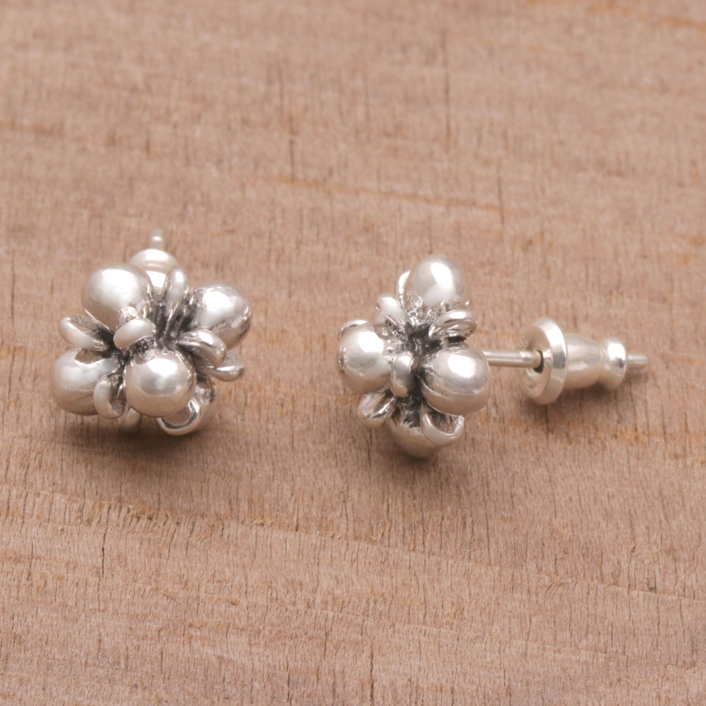 Jasmine Shine Sterling Silver Jasmine Flowers Stud Earrings from Bali