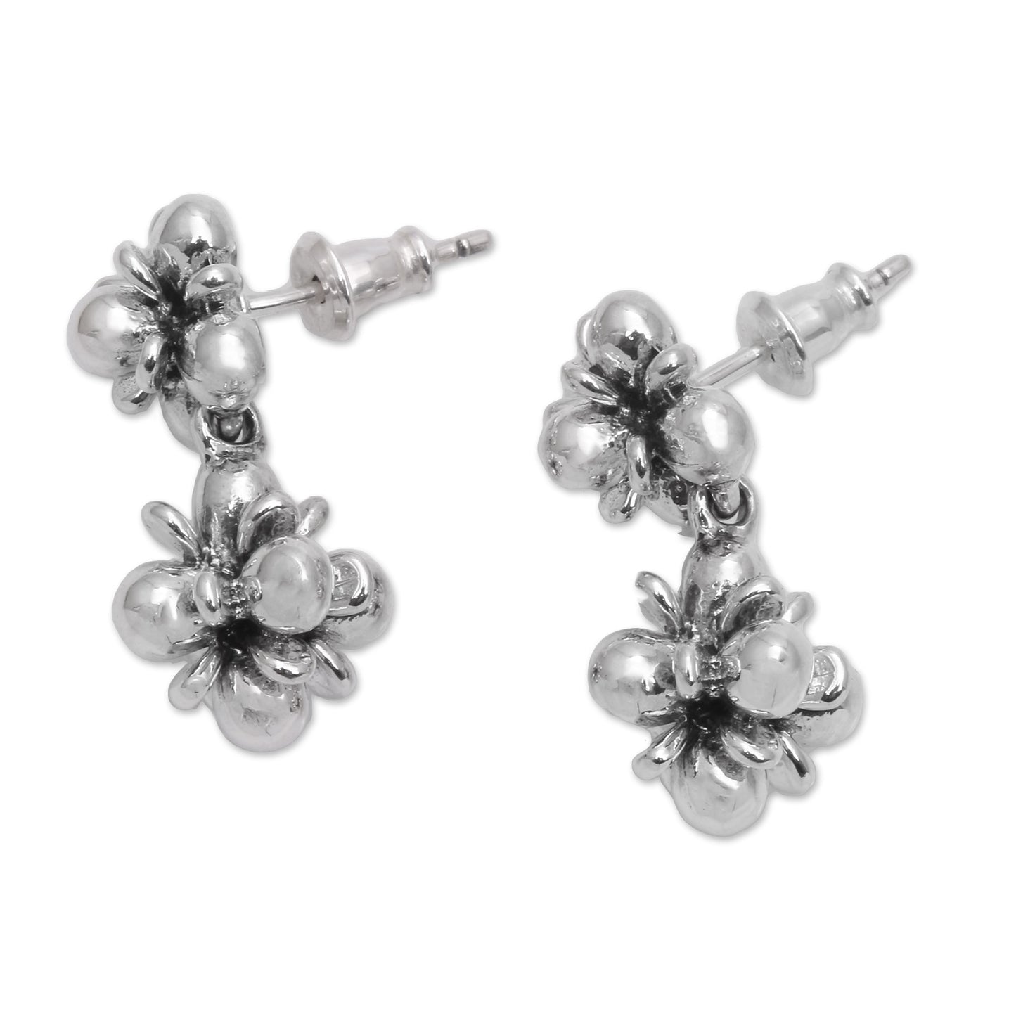 Jasmine Shine Sterling Silver Jasmine Flowers Dangle Earrings from Bali