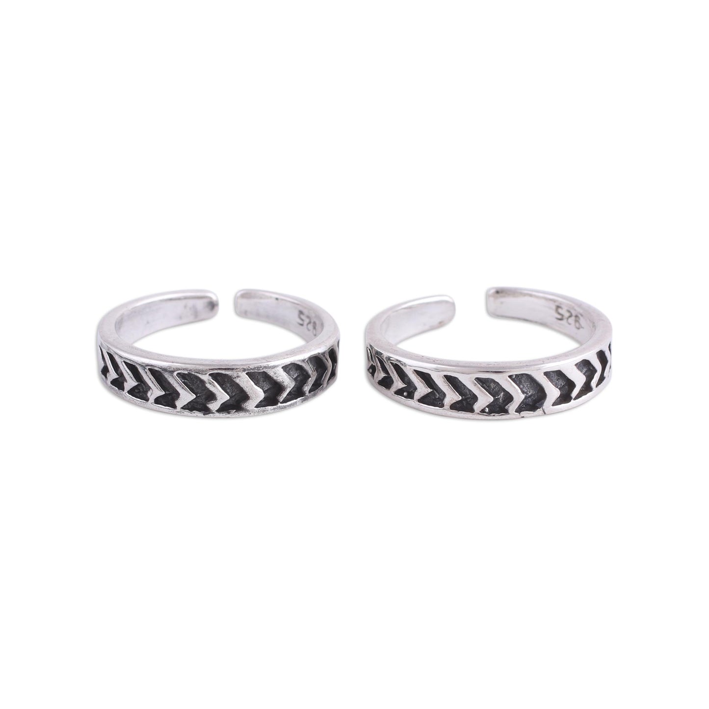 Way To Relaxation Pair of Sterling Silver Toe Rings from India