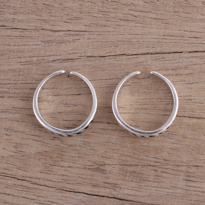 Way To Relaxation Pair of Sterling Silver Toe Rings from India