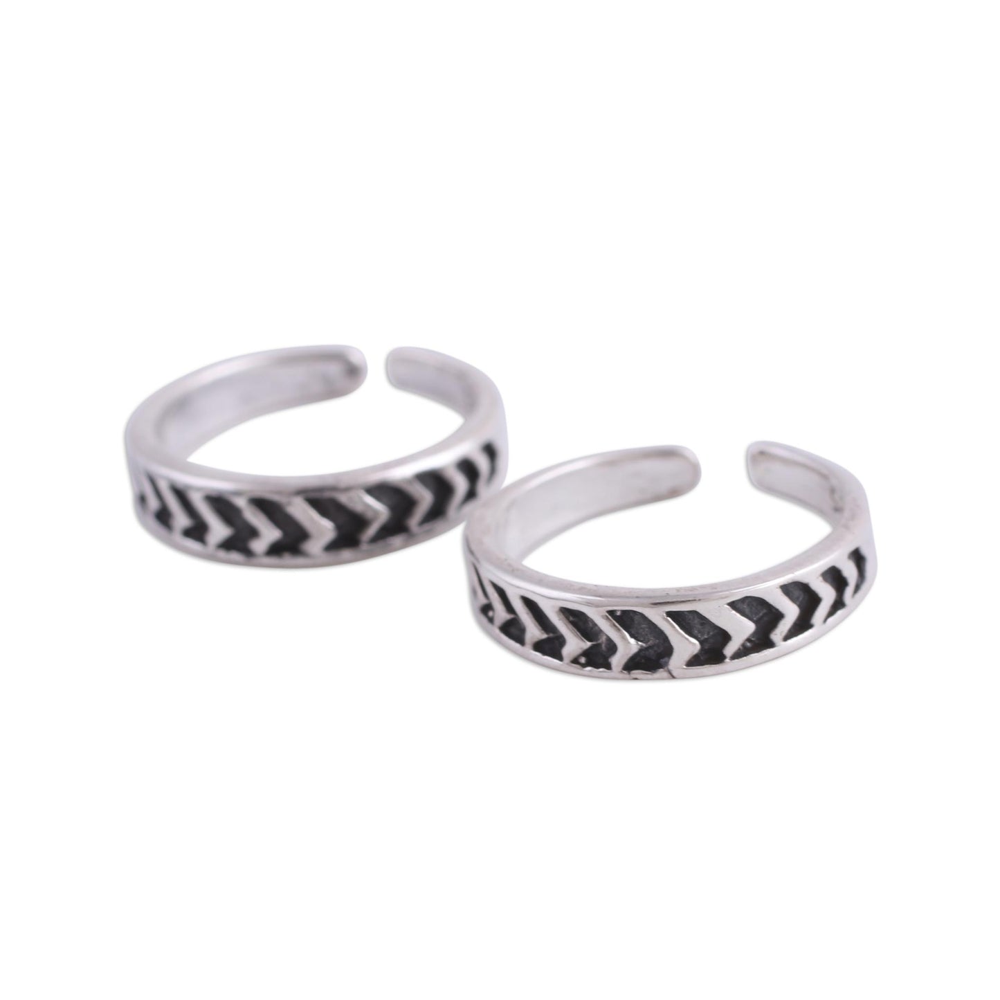 Way To Relaxation Pair of Sterling Silver Toe Rings from India