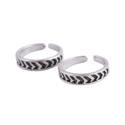 Way To Relaxation Pair of Sterling Silver Toe Rings from India