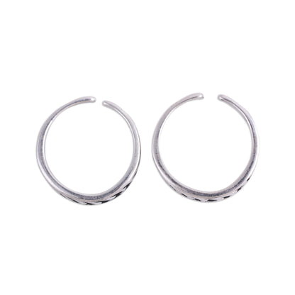 Way To Relaxation Pair of Sterling Silver Toe Rings from India