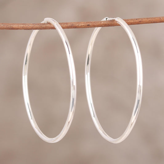 Timeless Charm Handcrafted Polished Sterling Silver Endless Hoop Earrings