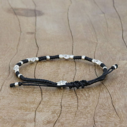 Petite Heart Handmade Cord Bracelet with Karen Silver Heart Charm