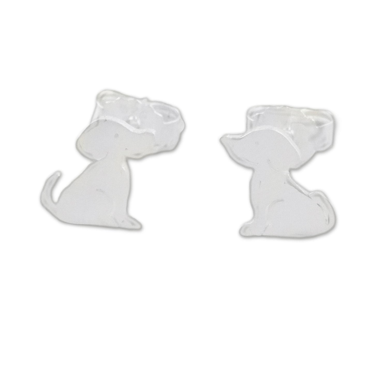 Irresistible Pups Cute Sterling Silver Puppy Dog Stud Earrings