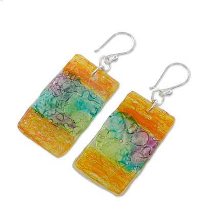 Celebrate Creativity Colorful Recycled CD Dangle Earrings from Guatemala