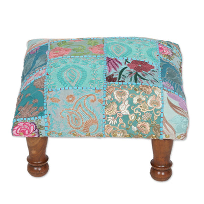 Rajasthani Patchwork Fair Trade Embellished Ottoman Foot Stool from India