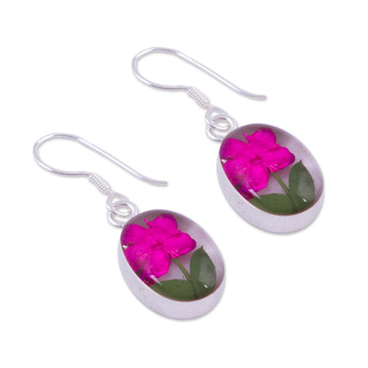 Freshness of Nature Pink Natural Flower Dangle Earrings from Mexico