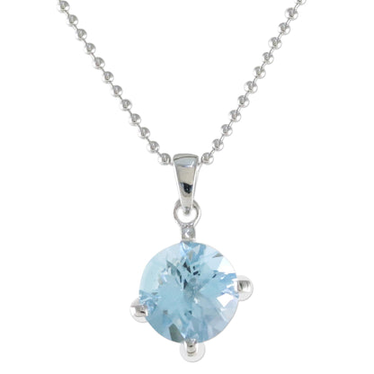 Blue Brilliance Circular Faceted Topaz Pendant Necklace from Thailand