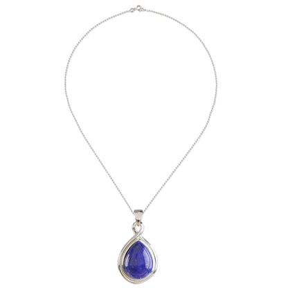 Glamorous Twist Drop-Shaped Lapis Lazuli Pendant Necklace from Thailand