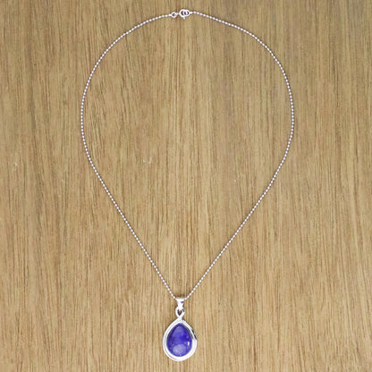 Glamorous Twist Drop-Shaped Lapis Lazuli Pendant Necklace from Thailand