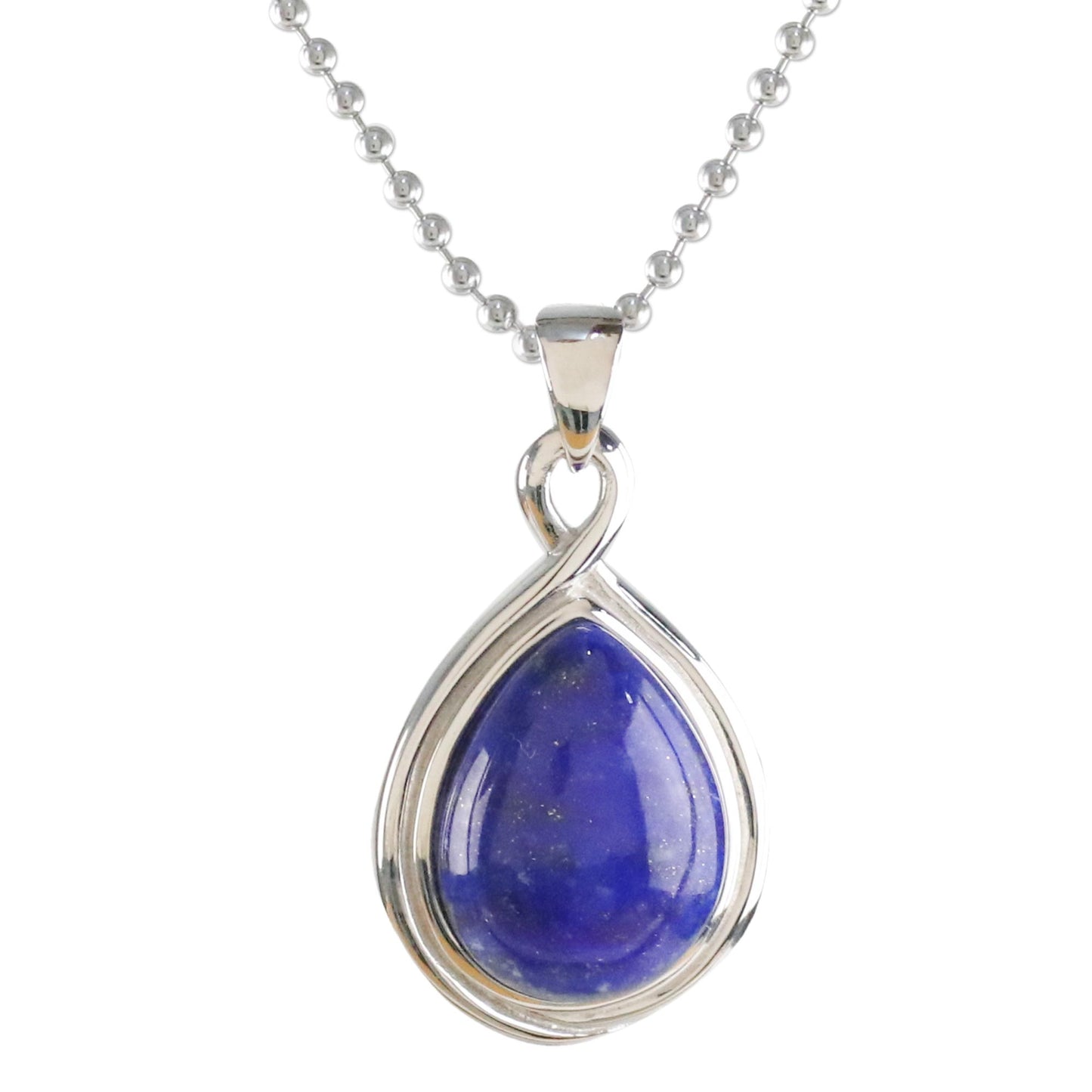 Glamorous Twist Drop-Shaped Lapis Lazuli Pendant Necklace from Thailand