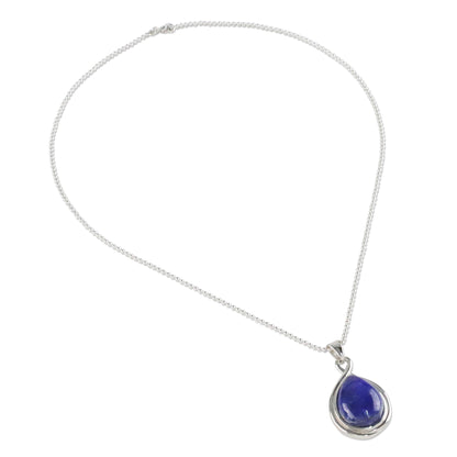 Glamorous Twist Drop-Shaped Lapis Lazuli Pendant Necklace from Thailand