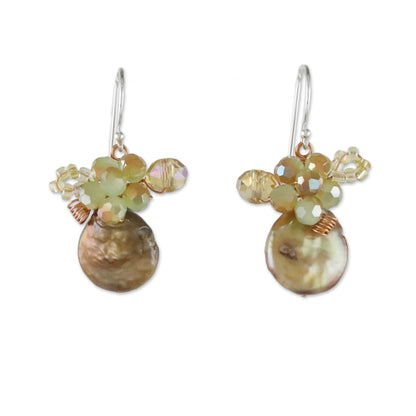 Night Glamour Cultured Pearl Cluster Dangle Earrings from Thailand