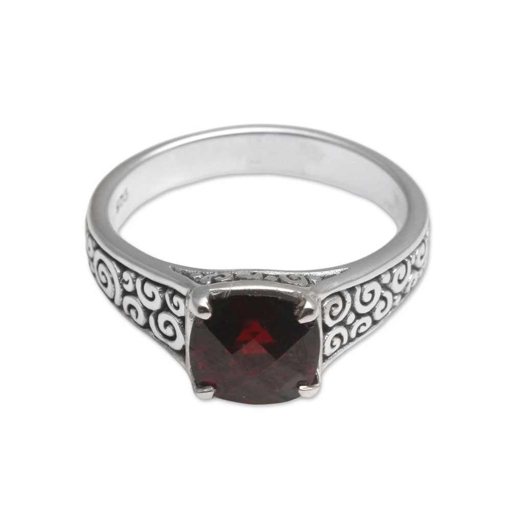 Buddha Sparkle Garnet Sterling Silver Ring