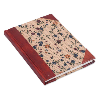 Flowering Memories Handcrafted Floral Leather Accent Jute Journal from India