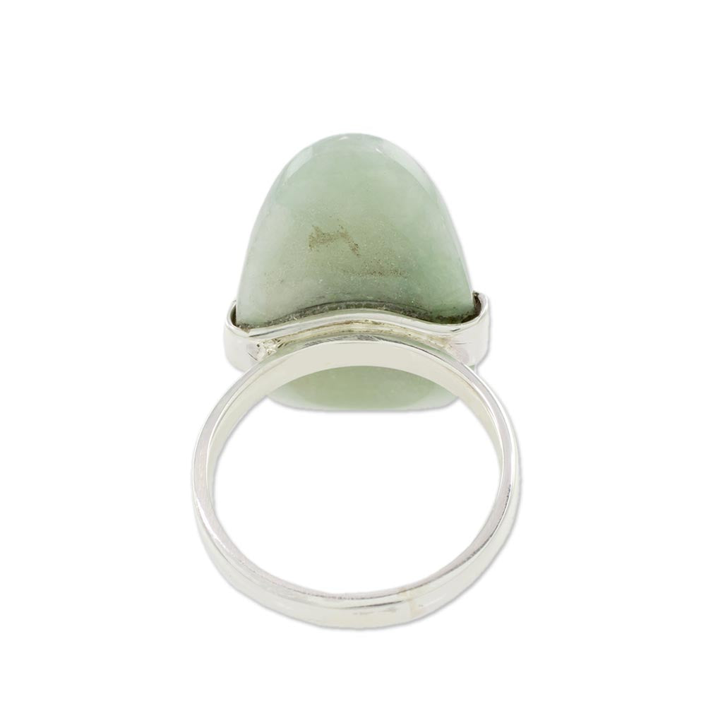 Maya Virtue in Light Green Light Green Jade and Silver Cocktail Ring from Guatemala