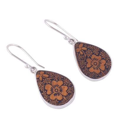 Margarita Garden Floral Sterling Silver and Pumpkin Shell Earrings from Peru