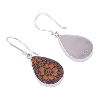 Margarita Garden Floral Sterling Silver and Pumpkin Shell Earrings from Peru