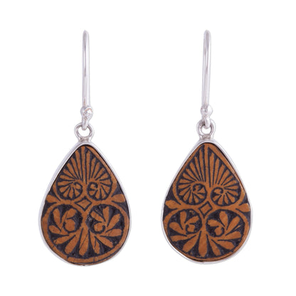 Infinite Cosmos Sterling Silver and Pumpkin Shell Dangle Earrings from Peru