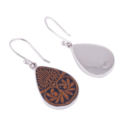 Infinite Cosmos Sterling Silver and Pumpkin Shell Dangle Earrings from Peru