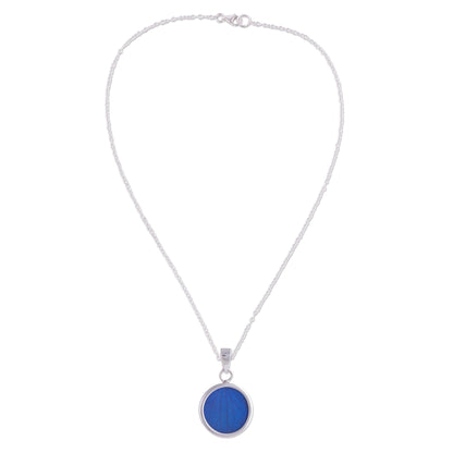 Blue Eden Sterling Silver and Natural Leaf Necklace in Blue from Peru