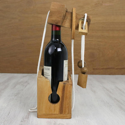 Open the Bottle Wood Bottle Holder & Puzzle