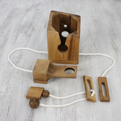 Open the Bottle Wood Bottle Holder & Puzzle