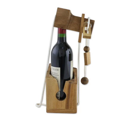 Open the Bottle Wood Bottle Holder & Puzzle