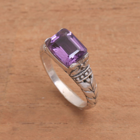 Padang Galak Beauty Faceted Purple Amethyst Single Stone Ring from Bali