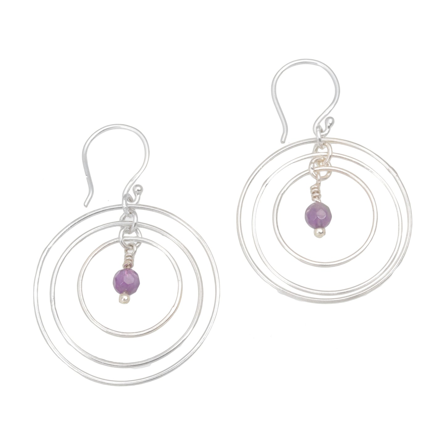 Atoms Amethyst and Sterling Silver Dangle Earrings form Bali