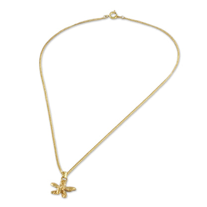 Starry Orchid Gold Plated Orchid Pendant Necklace from Thailand