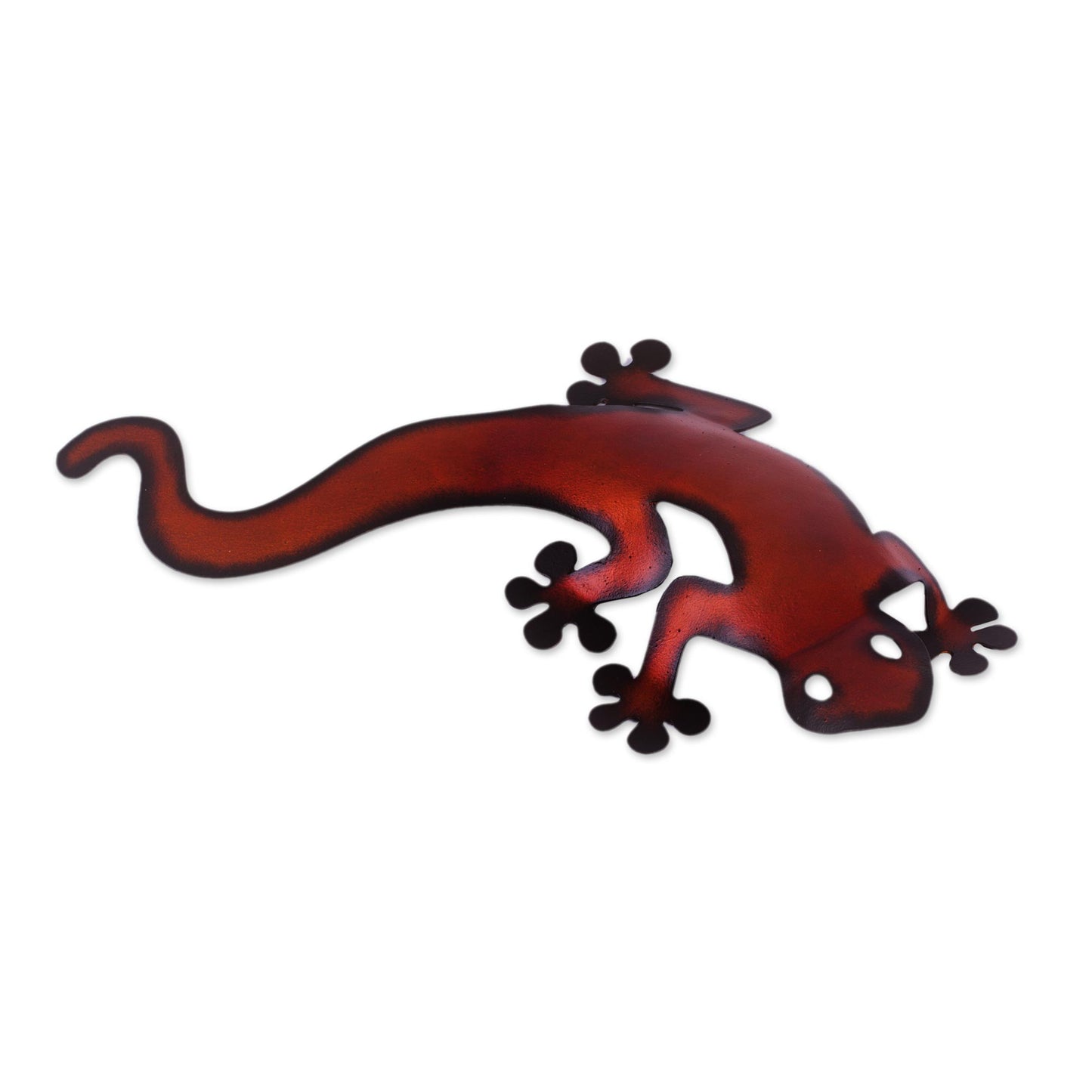 Climbing Lizard Handcrafted Steel Lizard Wall Sculpture from Mexico