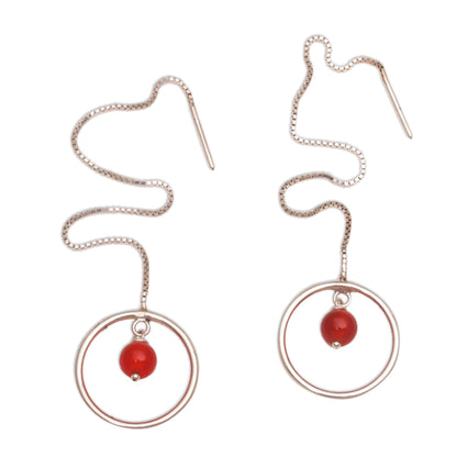 Soulful Rings Carnelian and Sterling Silver Threader Earrings form Bali