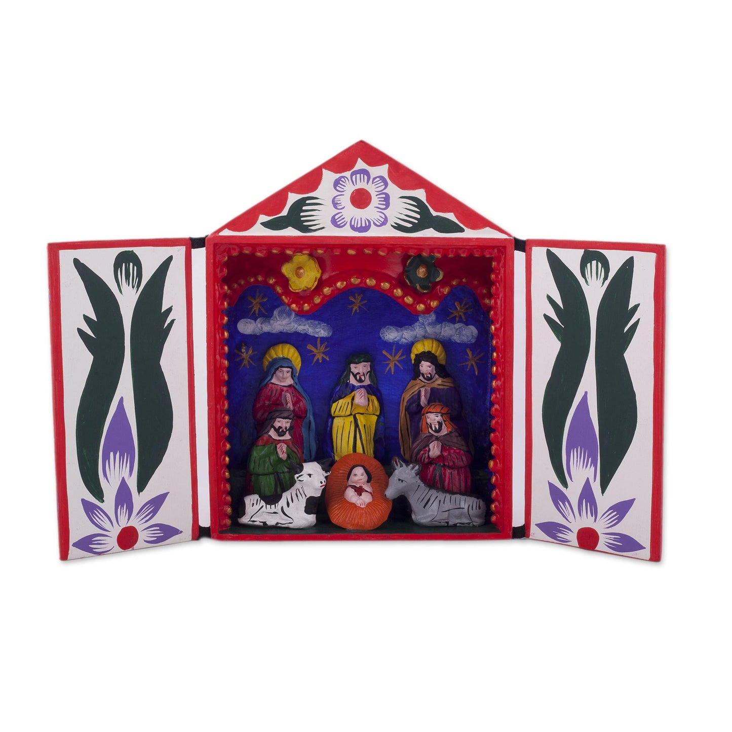 Holy Family with the Magi Handmade Ayacucho Ceramic Folk Art Christmas Retablo Diorama