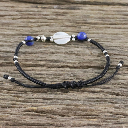 Hill Tribe Twist Beaded 950 Silver and Lapis Lazuli Cord Bracelet