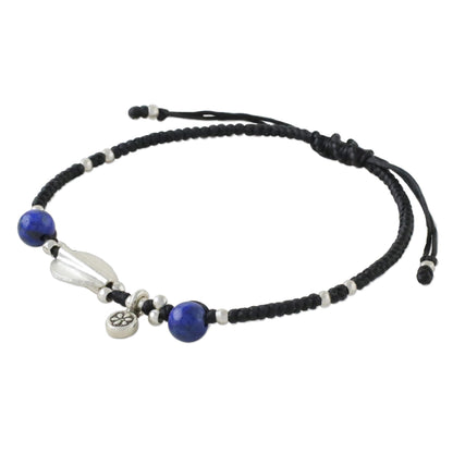 Hill Tribe Twist Beaded 950 Silver and Lapis Lazuli Cord Bracelet