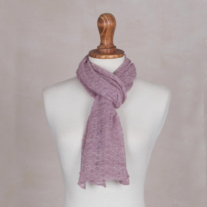 Petal Pink Gossamer 100% Baby Alpaca Wrap Scarf in Petal Pink from Peru