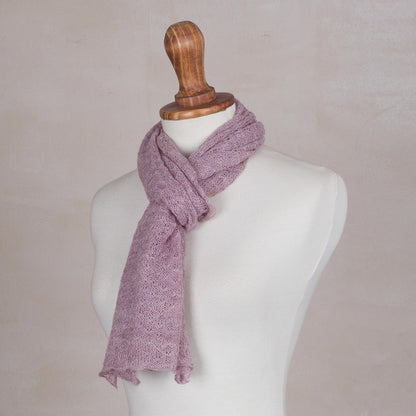 Petal Pink Gossamer 100% Baby Alpaca Wrap Scarf in Petal Pink from Peru