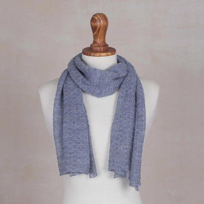 Steel Blue Gossamer 100% Baby Alpaca Wrap Scarf in Steel Blue from Peru