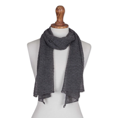 Wavy Texture in Slate Baby Alpaca Scarf