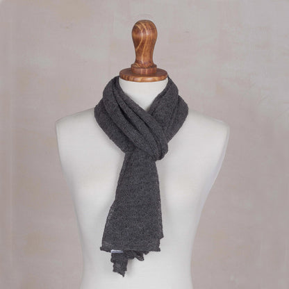 Wavy Texture in Slate Baby Alpaca Scarf