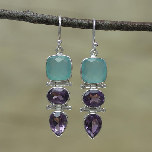 Glittering Muse Amethyst Chalcedony Earrings