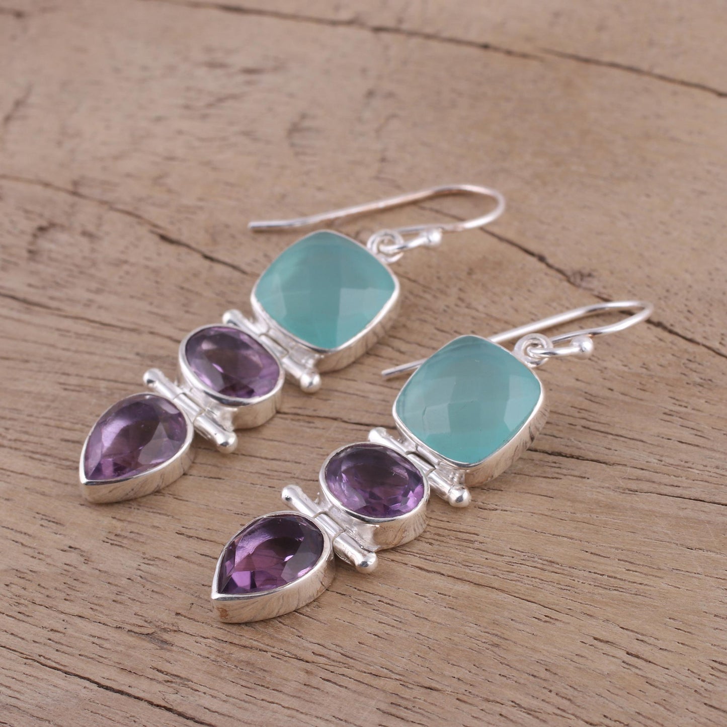 Glittering Muse Amethyst Chalcedony Earrings