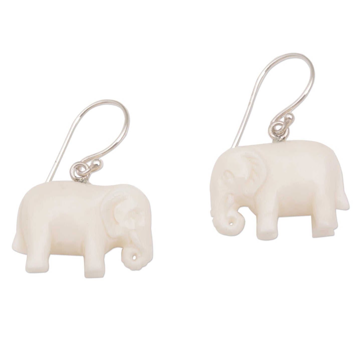 White Elephant Luck Dangle Earrings