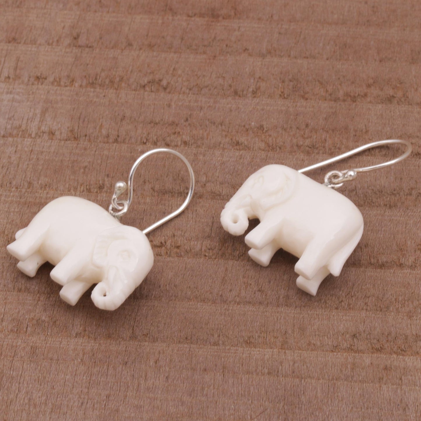 White Elephant Luck Dangle Earrings