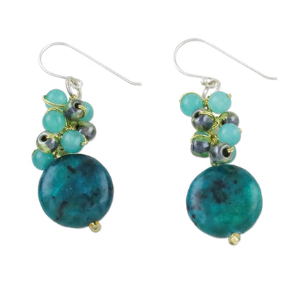 Fun Circles in Green Multi-Gem Earrings