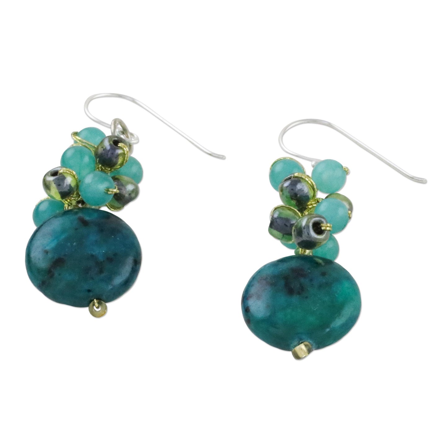 Fun Circles in Green Multi-Gem Earrings